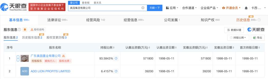 奥园集团新增4条被执行信息，标的合计超1.25亿元